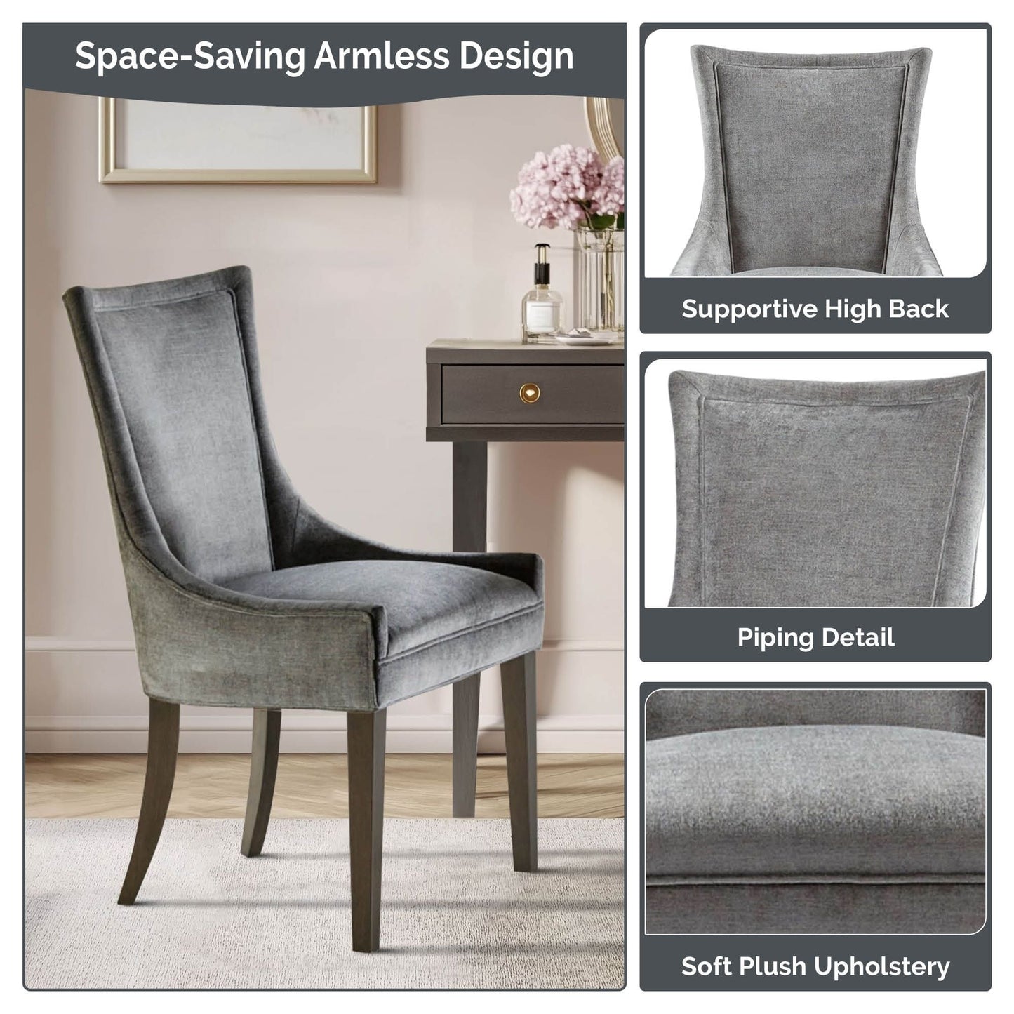 Madison Park Signature Ultra Fauteuils de salle à manger capitonnés avec pieds en bois (lot de 2) - N/A