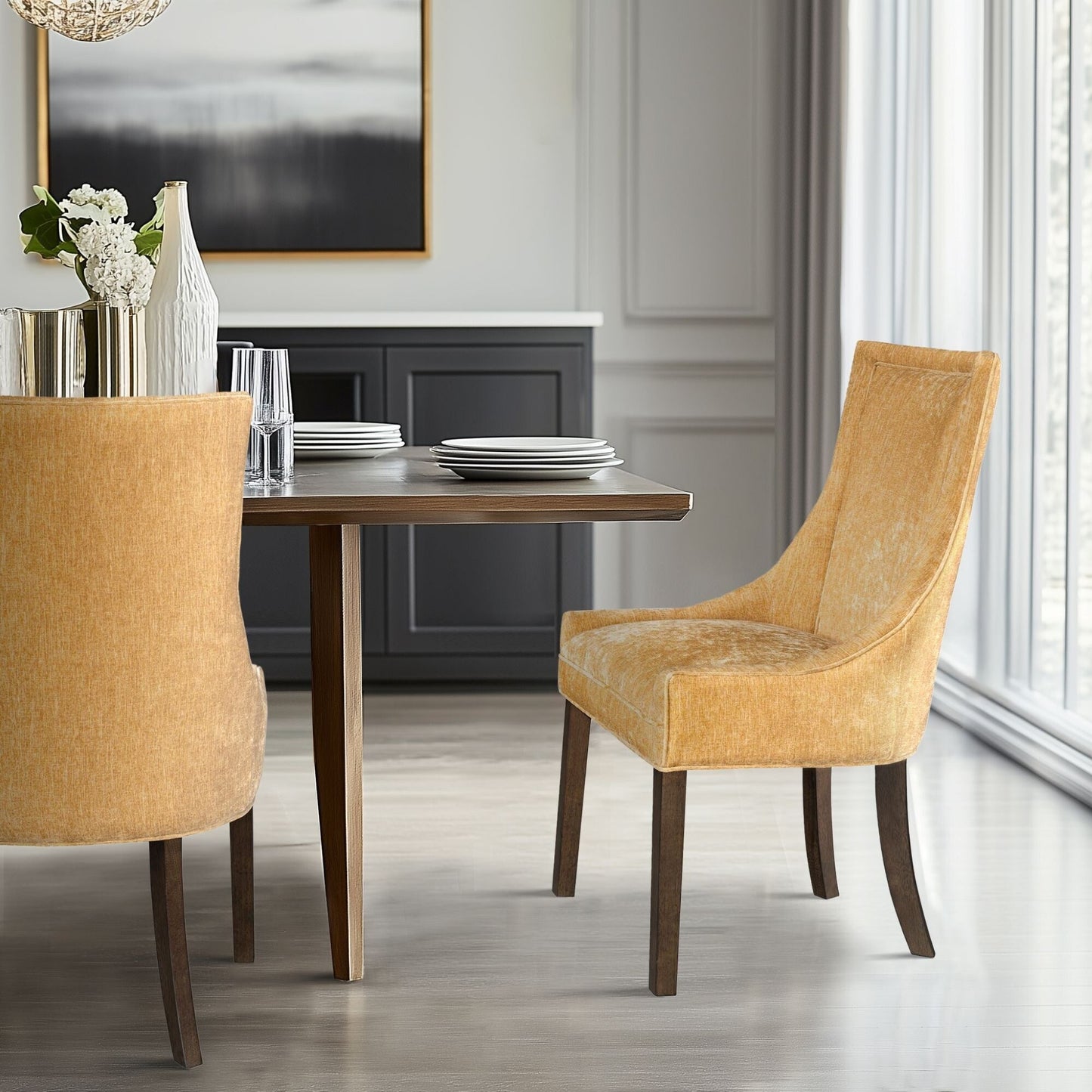 Madison Park Signature Ultra Fauteuils de salle à manger capitonnés avec pieds en bois (lot de 2) - N/A
