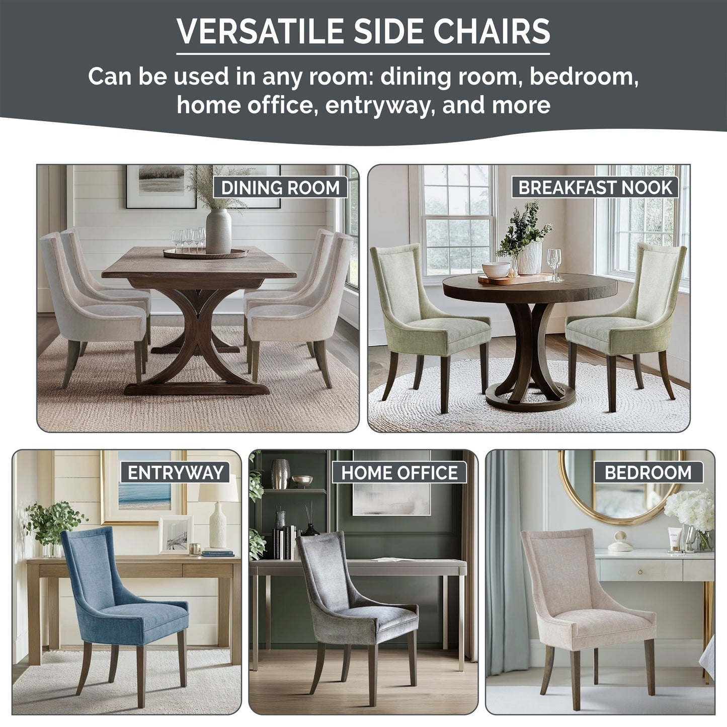 Madison Park Signature Ultra Fauteuils de salle à manger capitonnés avec pieds en bois (lot de 2) - N/A