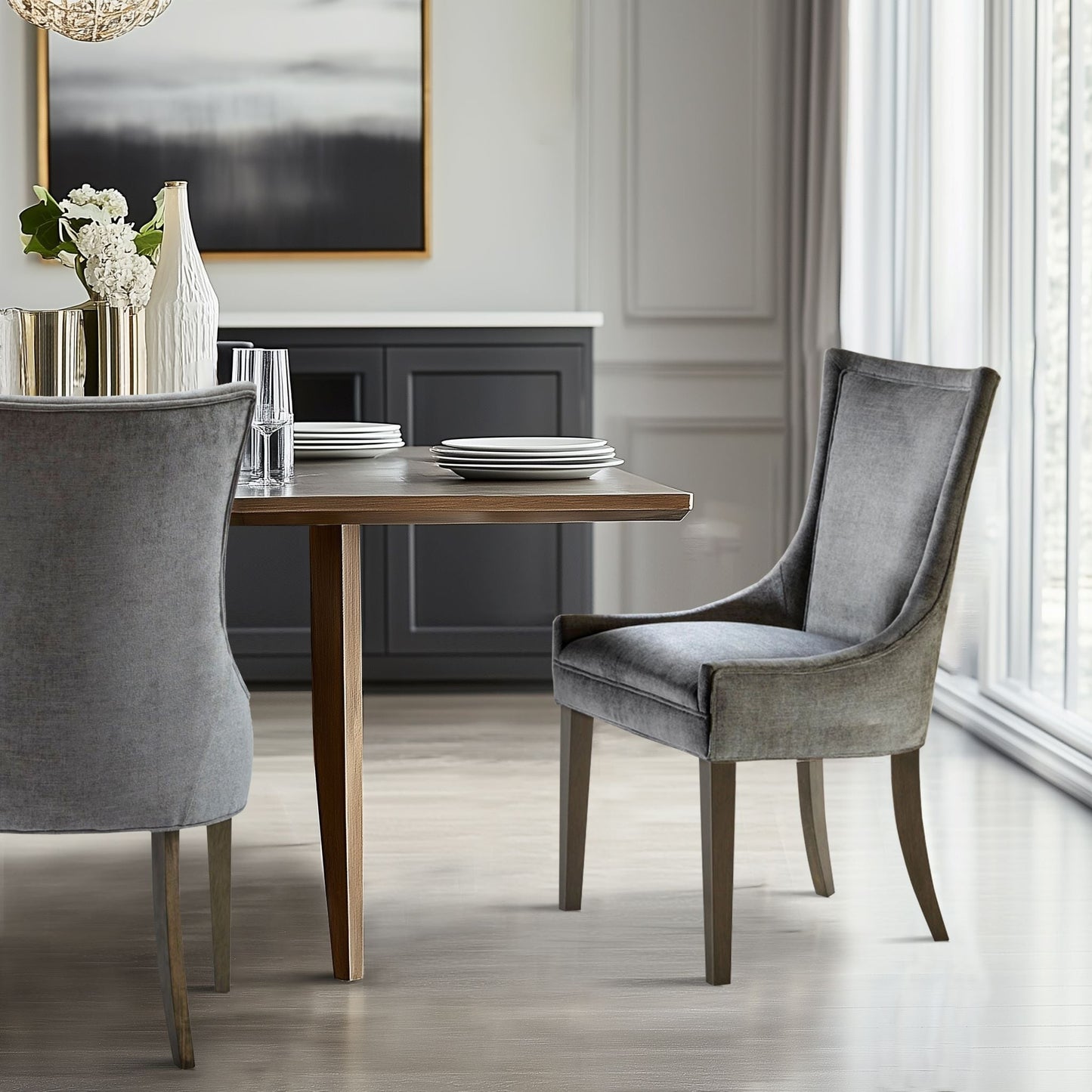 Madison Park Signature Ultra Fauteuils de salle à manger capitonnés avec pieds en bois (lot de 2) - N/A