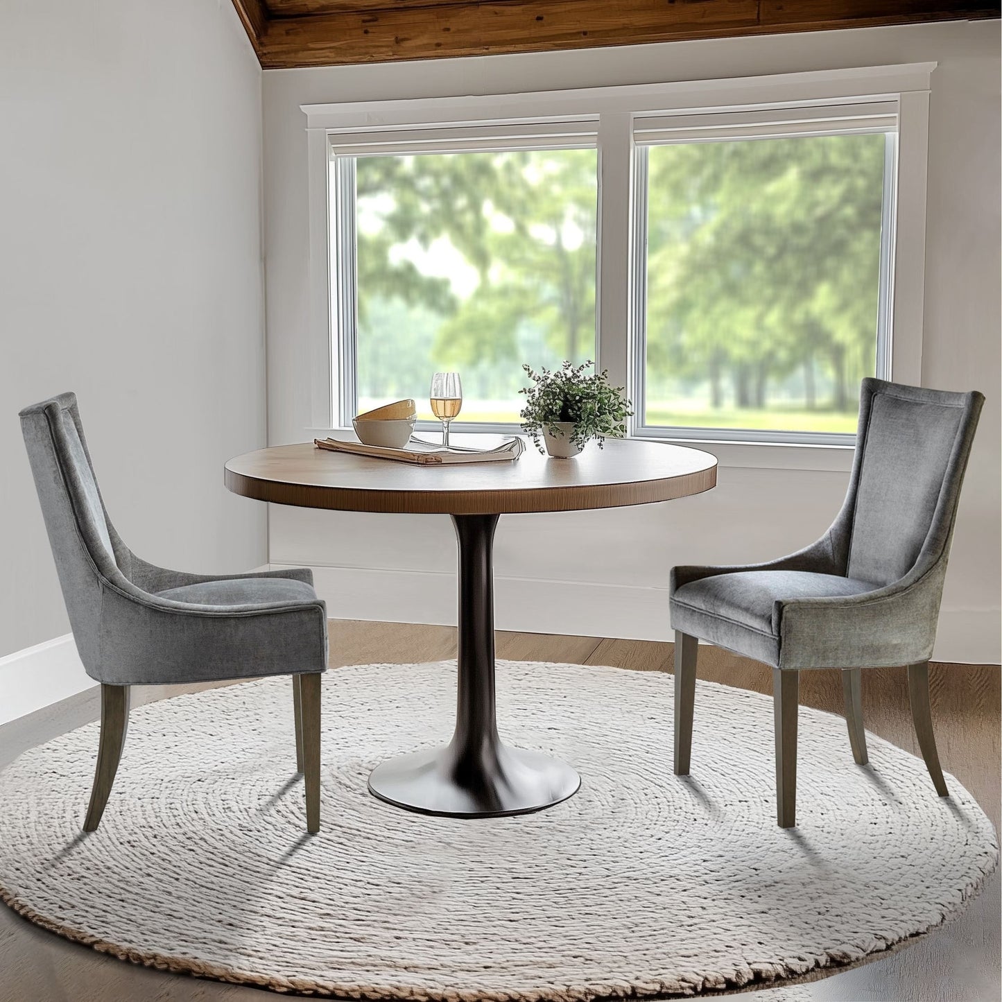 Madison Park Signature Ultra Fauteuils de salle à manger capitonnés avec pieds en bois (lot de 2) - N/A