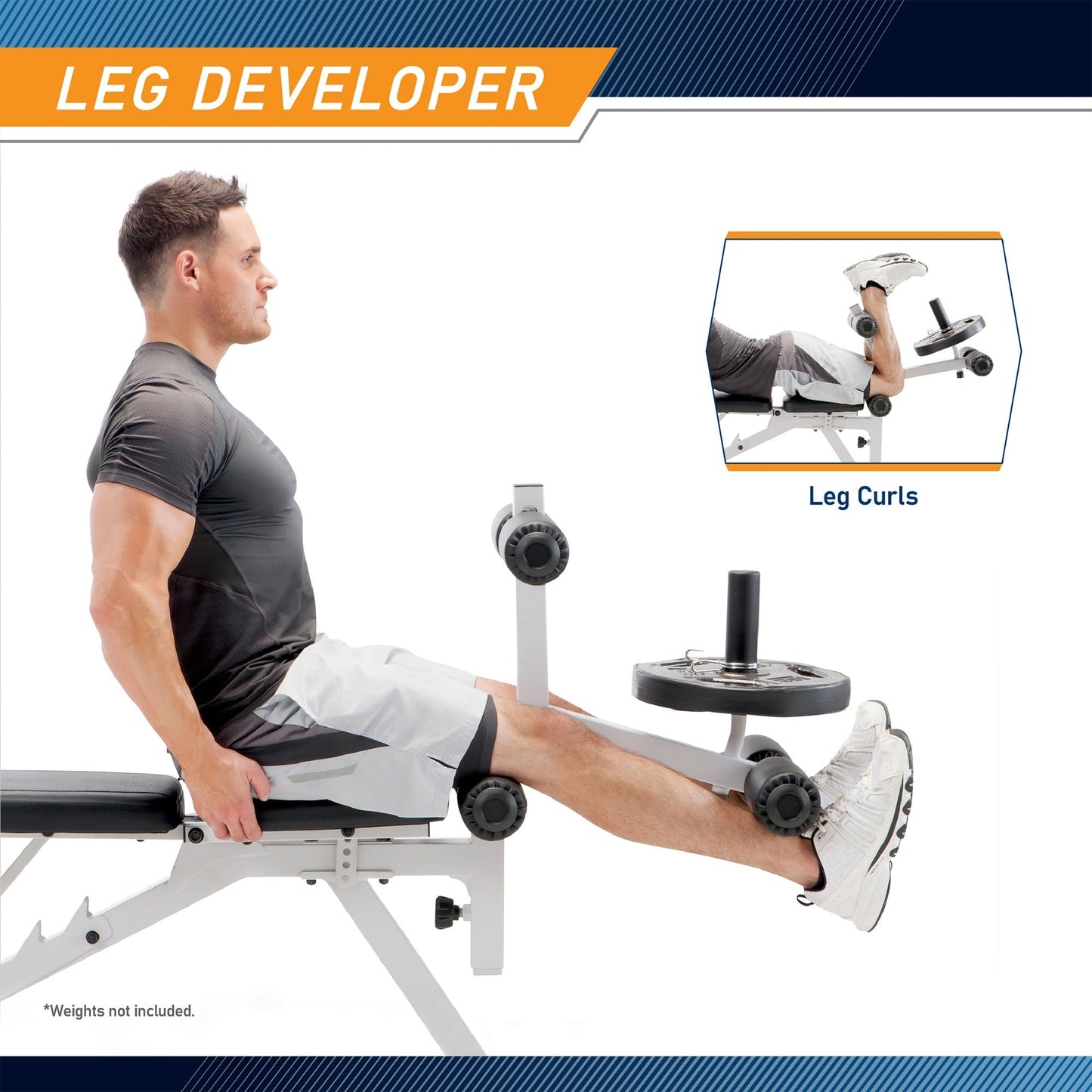 Marcy Banc de musculation réglable multifonction pour salle de sport à domicile en acier à revêtement en poudre, blanc - 65 x 23 x 46,5 pouces