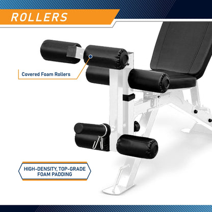 Marcy Banc de musculation réglable multifonction pour salle de sport à domicile en acier à revêtement en poudre, blanc - 65 x 23 x 46,5 pouces