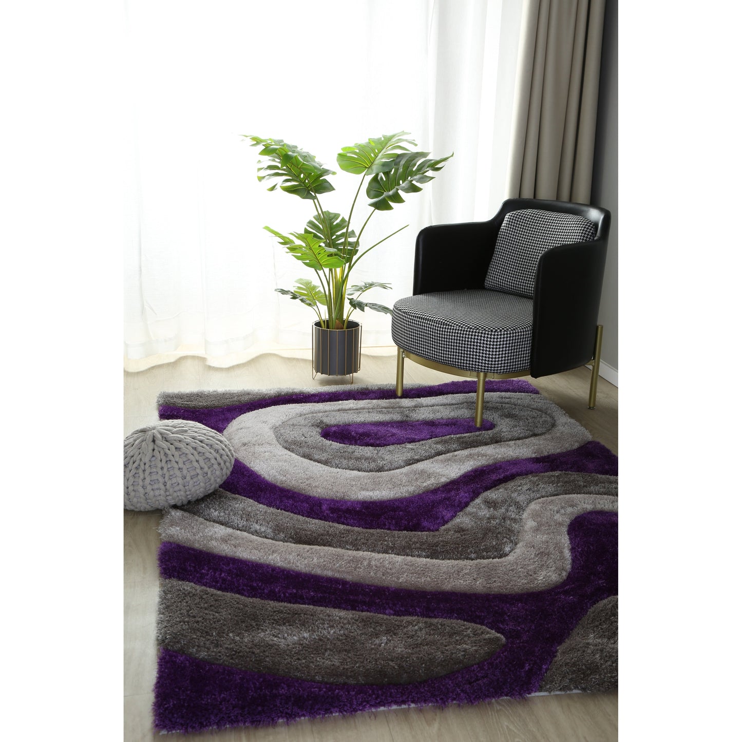 Tapis de sol abstrait à poils longs Mateos