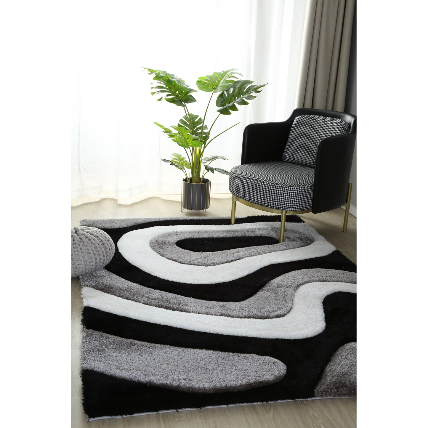 Tapis de sol abstrait à poils longs Mateos