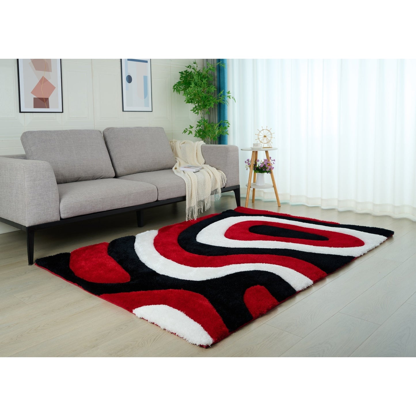 Tapis de sol abstrait à poils longs Mateos
