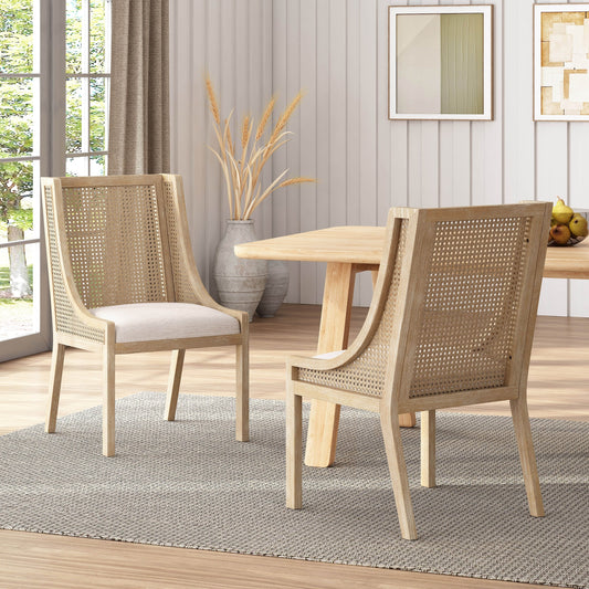Chaises de salle à manger rembourrées en osier et bois Maurers (lot de 2) par Christopher Knight Home