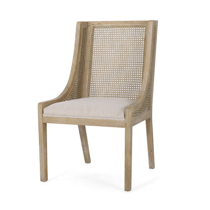Chaises de salle à manger rembourrées en osier et bois Maurers (lot de 2) par Christopher Knight Home