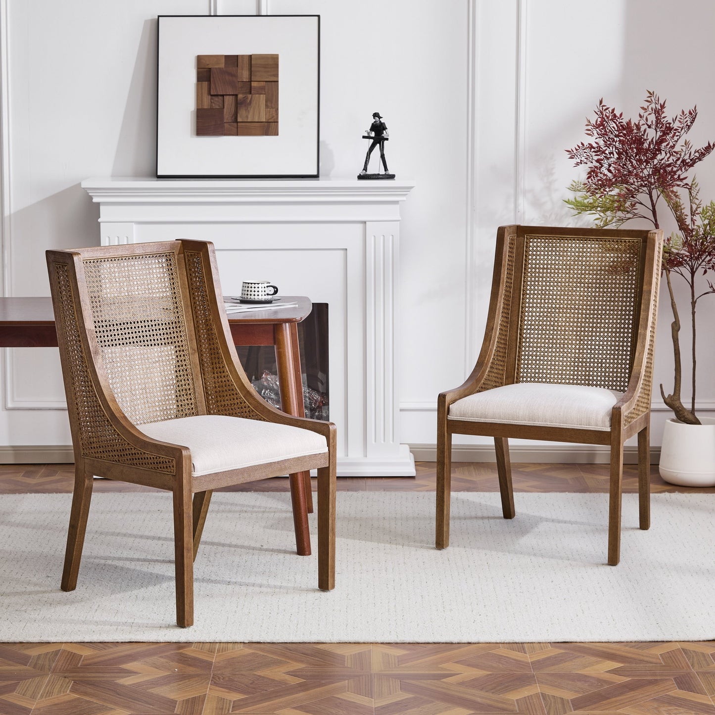 Chaises de salle à manger rembourrées en osier et bois Maurers (lot de 2) par Christopher Knight Home