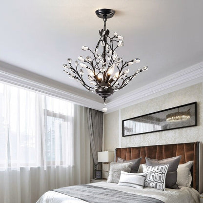 Maxax 4 - Lustre unique classique/traditionnel à 4 lumières avec accents en cristal