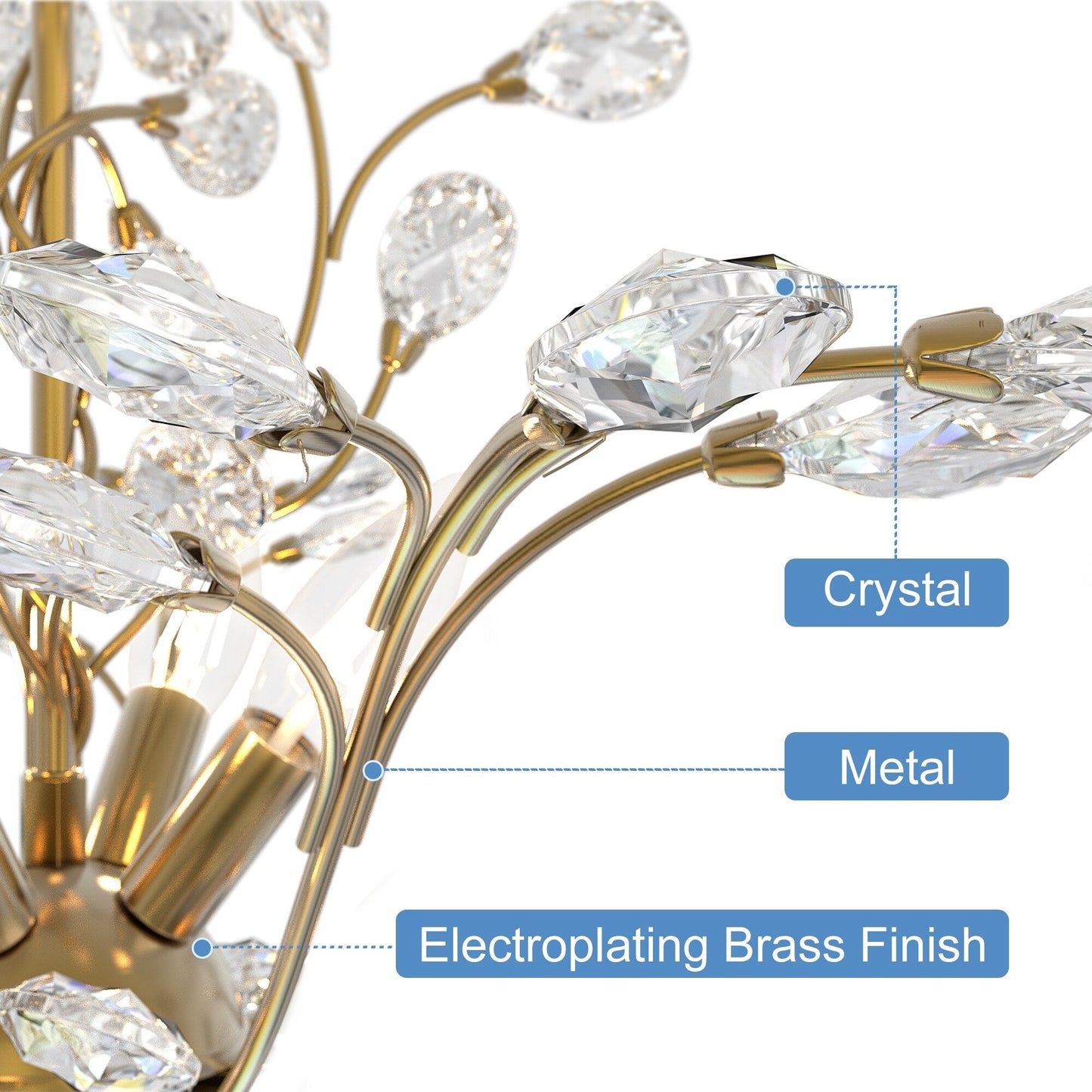 Maxax 4 - Lustre unique classique/traditionnel à 4 lumières avec accents en cristal