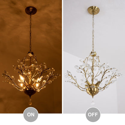 Maxax 4 - Lustre unique classique/traditionnel à 4 lumières avec accents en cristal