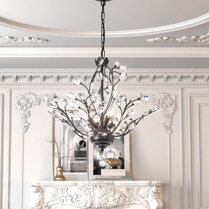 Maxax 4 - Lustre unique classique/traditionnel à 4 lumières avec accents en cristal