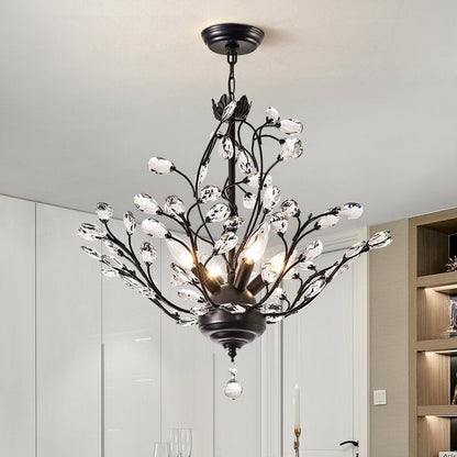 Maxax 4 - Lustre unique classique/traditionnel à 4 lumières avec accents en cristal