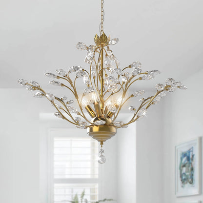Maxax 4 - Lustre unique classique/traditionnel à 4 lumières avec accents en cristal