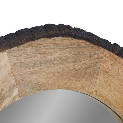 Miroir mural rond en bois avec bord naturel Meredith de River of Goods - 77,5 x 2,5 x 77,5 cm