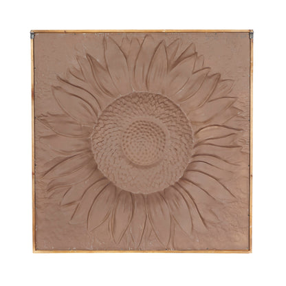 Décoration murale florale en forme de tournesol en métal avec détails en relief - Gris - Roche River Decor