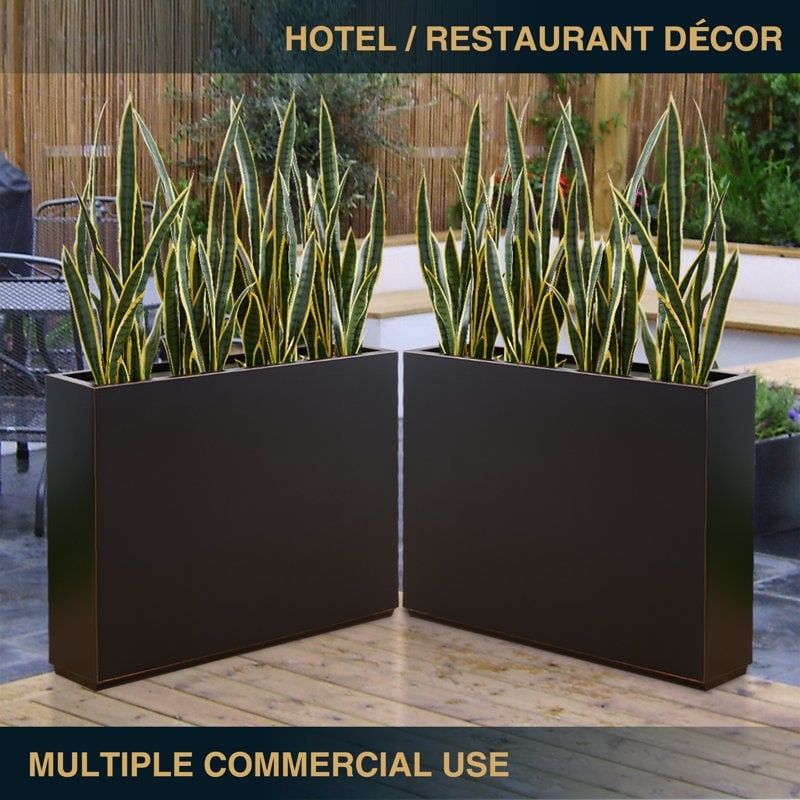 Grand bac à plantes métallique pour plantes d'extérieur, 96,5 cm de long x 25,4 cm de large x 76,2 cm de haut - Bac à plantes séparateur en métal - 96,5x76,2x25,4 cm