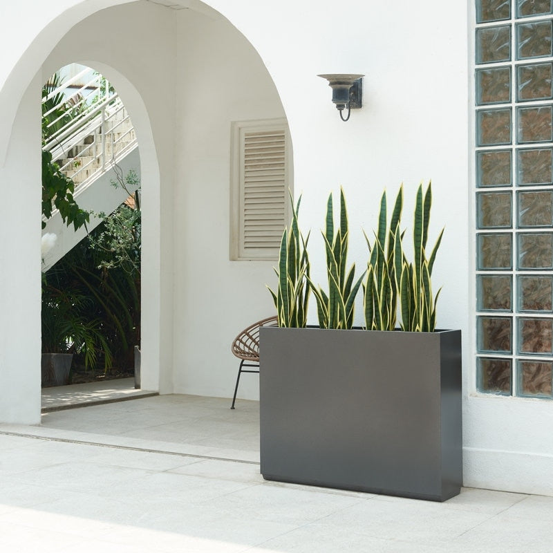 Grand bac à plantes métallique pour plantes d'extérieur, 96,5 cm de long x 25,4 cm de large x 76,2 cm de haut - Bac à plantes séparateur en métal - 96,5x76,2x25,4 cm