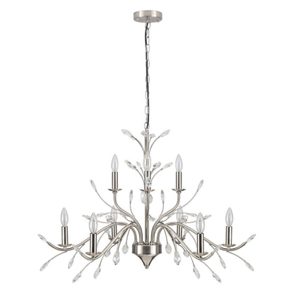 Luminaire suspendu en forme de branche d'arbre rétro style ferme avec lustre en cristal et bougie.