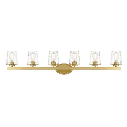 Applique salle de bain à 6 lumières LED à intensité variable, style moderne du milieu du siècle, avec verre décoratif - 51 pouces