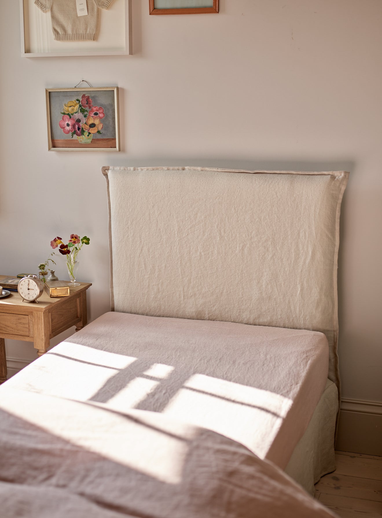 Housse de tête de lit Mila, lin rose plâtre