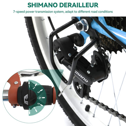 Moasis24/26 Vélo Cruiser 7 vitesses, vélo à pas réglable, vélo de ville, vélo à bicyclette