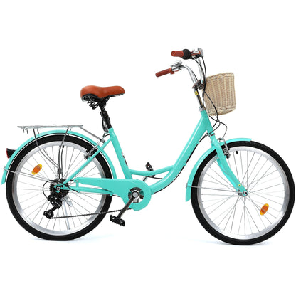 Moasis24/26 Vélo Cruiser 7 vitesses, vélo à pas réglable, vélo de ville, vélo à bicyclette