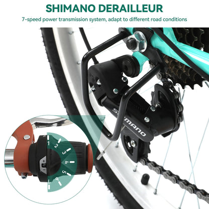 Moasis24/26 Vélo Cruiser 7 vitesses, vélo à pas réglable, vélo de ville, vélo à bicyclette