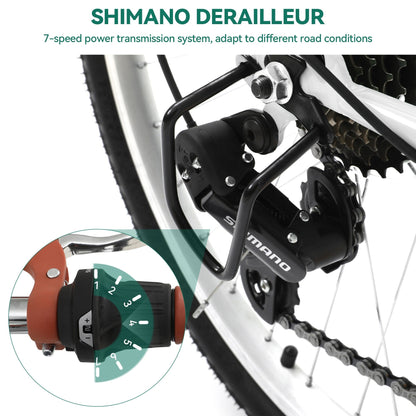 Moasis24/26 Vélo Cruiser 7 vitesses, vélo à pas réglable, vélo de ville, vélo à bicyclette