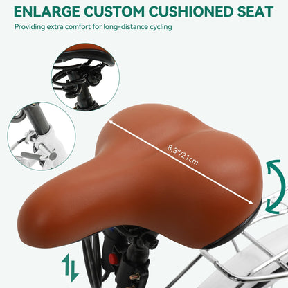 Moasis24/26 Vélo Cruiser 7 vitesses, vélo à pas réglable, vélo de ville, vélo à bicyclette