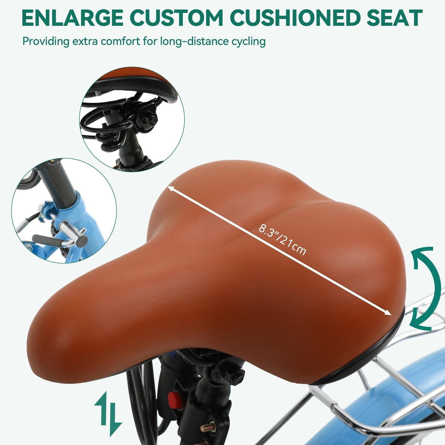 Moasis24/26 Vélo Cruiser 7 vitesses, vélo à pas réglable, vélo de ville, vélo à bicyclette
