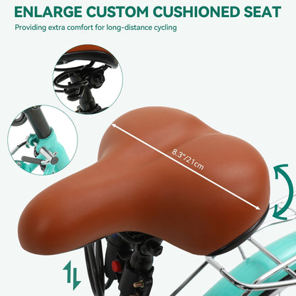 Moasis24/26 Vélo Cruiser 7 vitesses, vélo à pas réglable, vélo de ville, vélo à bicyclette