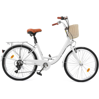 Moasis24/26 Vélo Cruiser 7 vitesses, vélo à pas réglable, vélo de ville, vélo à bicyclette