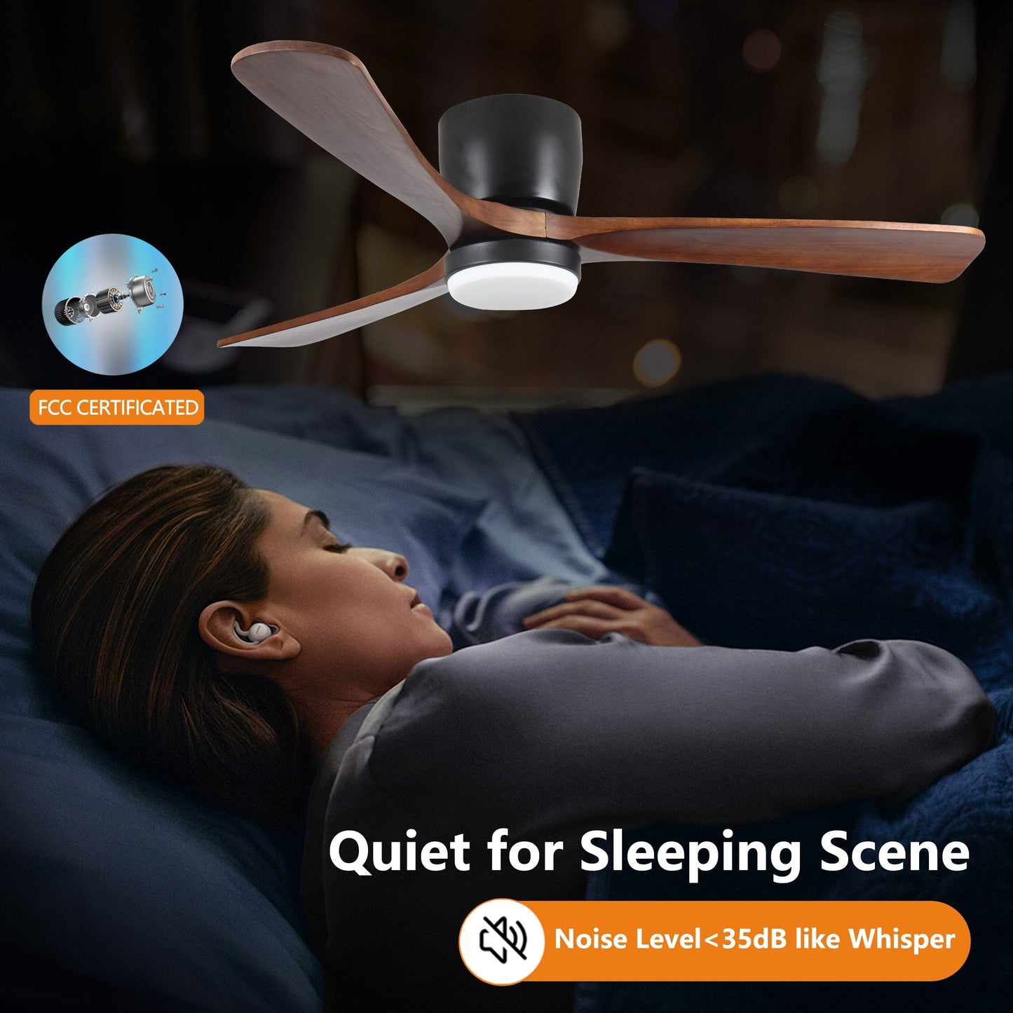 Ventilateurs de plafond à suspension moderne avec éclairage LED dimmable et télécommande, ventilateurs de plafond réversibles de 42 pouces pour salon, noir.
