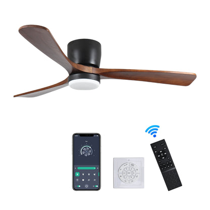 Ventilateurs de plafond à suspension moderne avec éclairage LED dimmable et télécommande, ventilateurs de plafond réversibles de 42 pouces pour salon, noir.