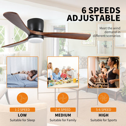 Ventilateurs de plafond à suspension moderne avec éclairage LED dimmable et télécommande, ventilateurs de plafond réversibles de 42 pouces pour salon, noir.