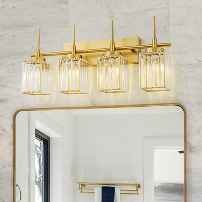 Applique murale moderne dorée à intensité variable, cylindre glamour, luminaire de salle de bain avec cristaux, applique murale.