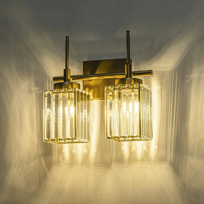 Applique murale moderne dorée à intensité variable, cylindre glamour, luminaire de salle de bain avec cristaux, applique murale.