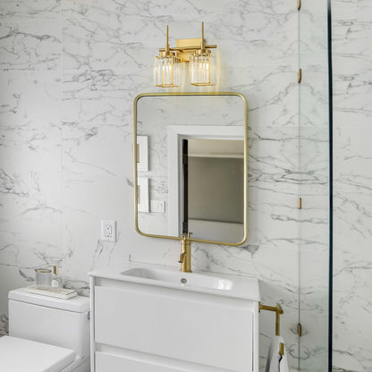 Applique murale moderne dorée à intensité variable, cylindre glamour, luminaire de salle de bain avec cristaux, applique murale.