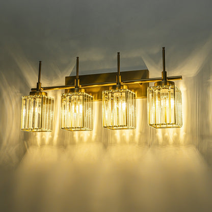 Applique murale moderne dorée à intensité variable, cylindre glamour, luminaire de salle de bain avec cristaux, applique murale.