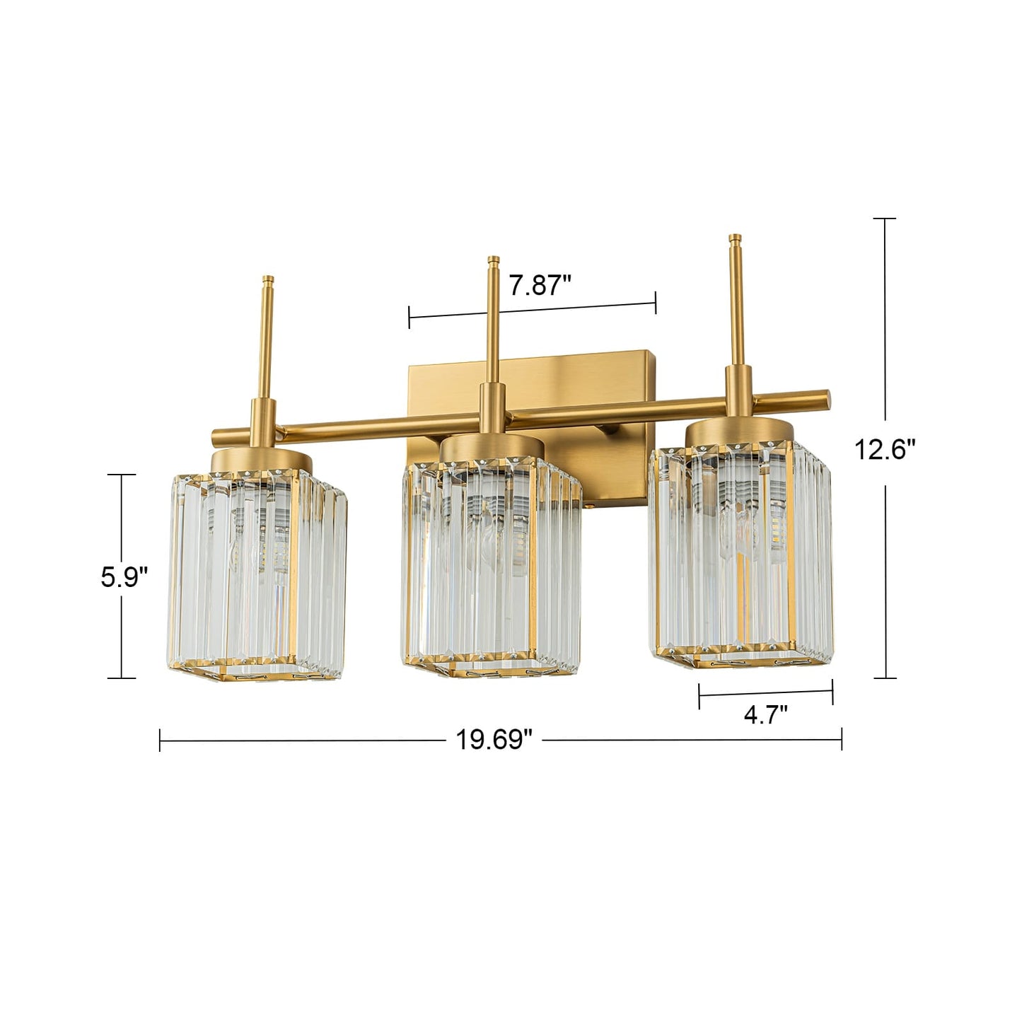 Applique murale moderne dorée à intensité variable, cylindre glamour, luminaire de salle de bain avec cristaux, applique murale.