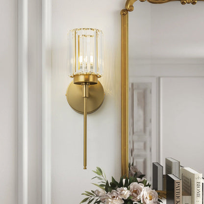 Applique murale moderne dorée à intensité variable, cylindre glamour, luminaire de salle de bain avec cristaux, applique murale.