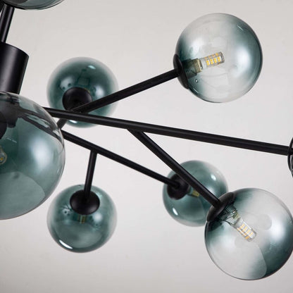 Grand lustre Sputnik à bulles moderne en noir ou doré pour salle à manger