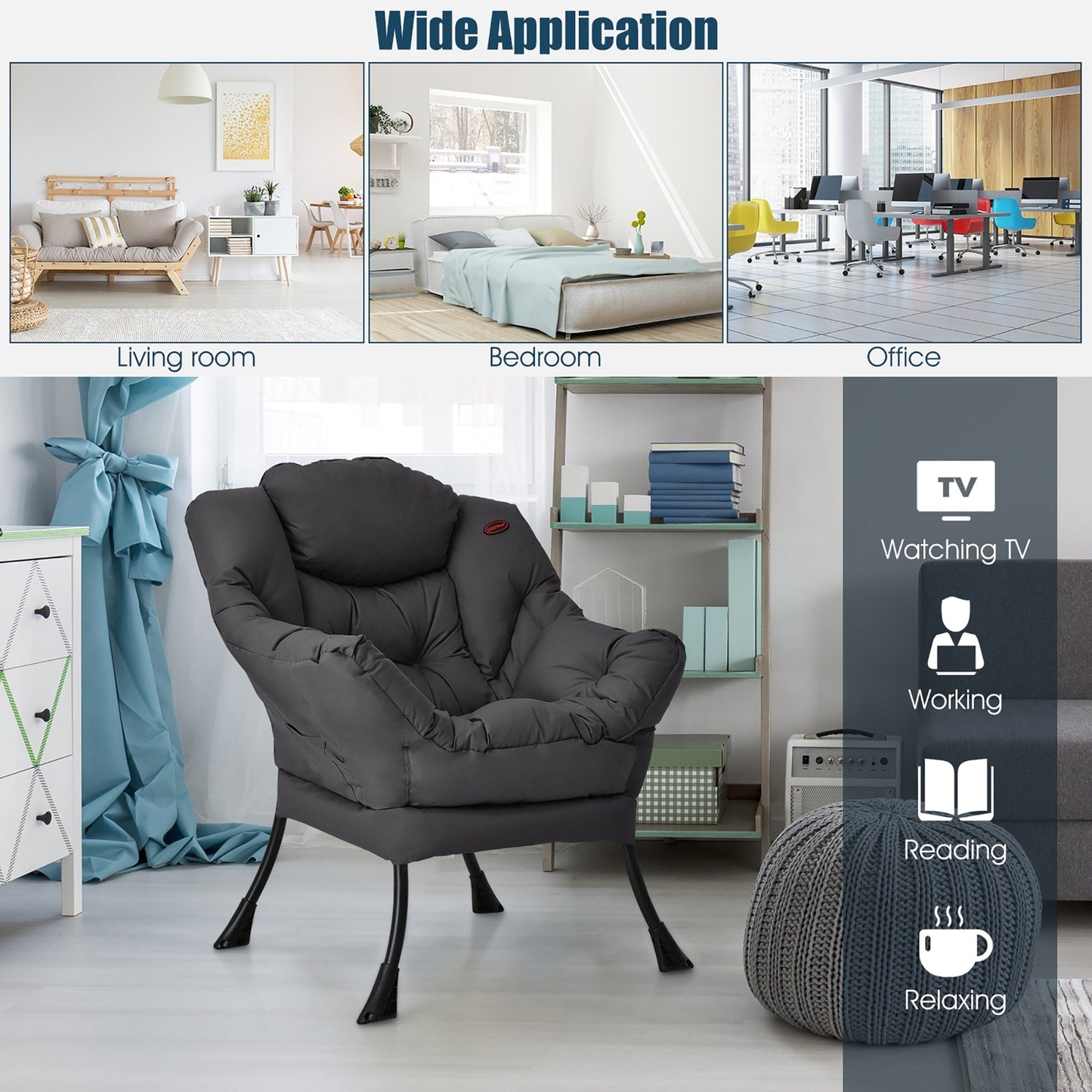 Fauteuil de salon moderne, fauteuil d'appoint, canapé-lit simple.