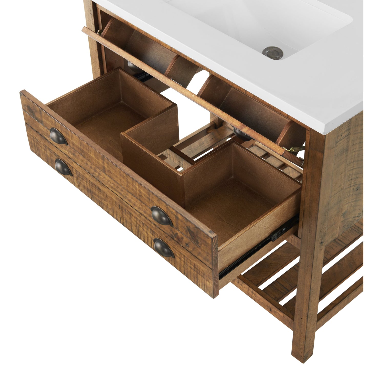 Meuble-lavabo de salle de bain simple Monterey 37 de style farmhouse avec plan de travail