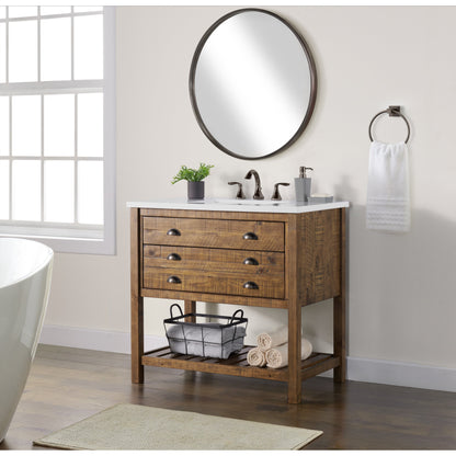 Meuble-lavabo de salle de bain simple Monterey 37 de style farmhouse avec plan de travail