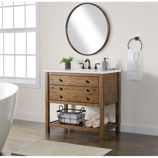 Meuble-lavabo de salle de bain simple Monterey 37 de style farmhouse avec plan de travail