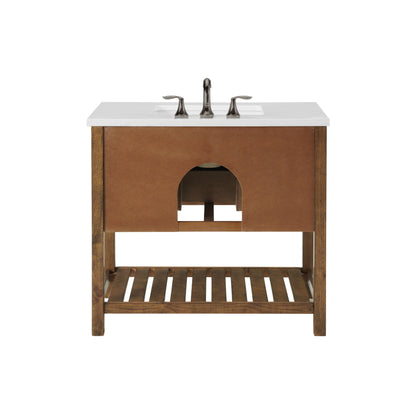 Meuble-lavabo de salle de bain simple Monterey 37 de style farmhouse avec plan de travail