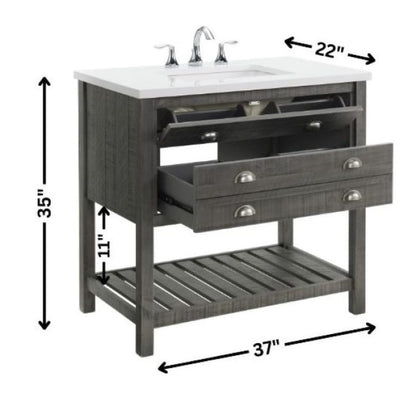Meuble-lavabo de salle de bain simple Monterey 37 de style farmhouse avec plan de travail